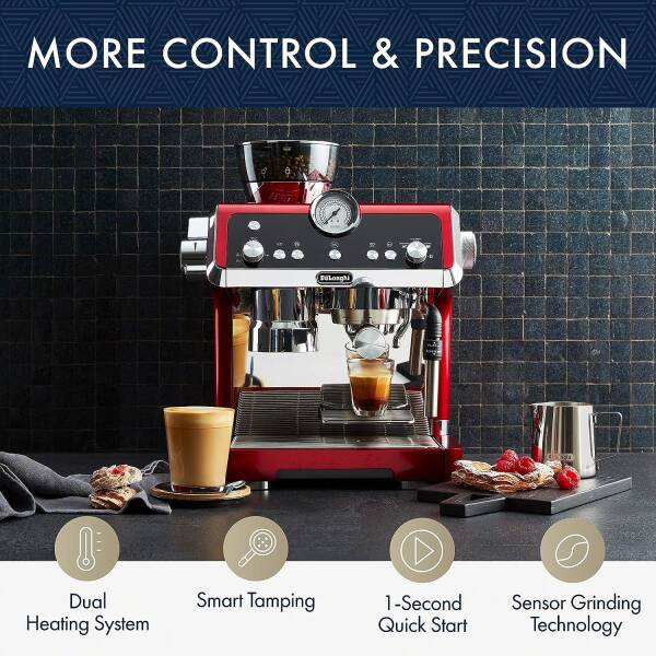 De’Longhi EC9335R La Specialista Espresso Machine with Sensor Grinder, Dual Heating System, Advanced Latte System & Hot Water