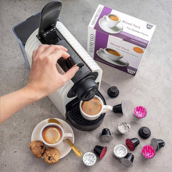 Mixpresso Espresso Machine for Nespresso Compatible Capsule, Single Serve Coffee Maker Programmable Buttons for Espresso Pods,